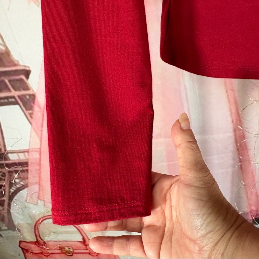 New Reformation-Style Red Top (Off-Shoulder Long Sleeve) Sz S - Picture 5 of 13